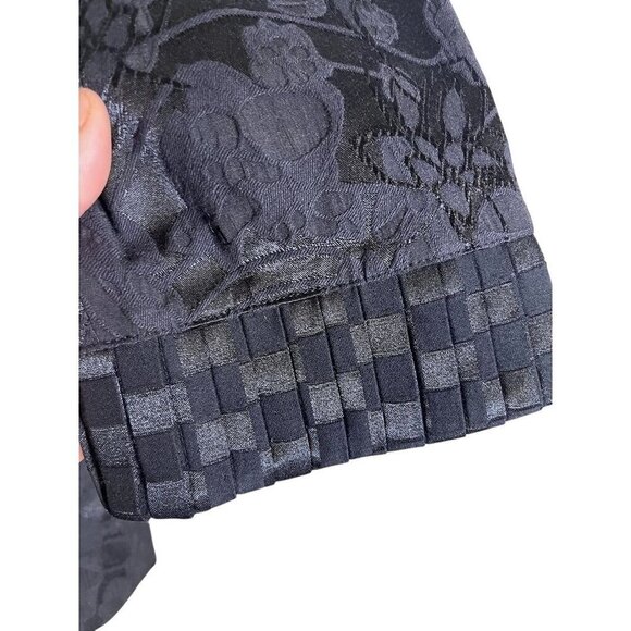 Chicos Floral Retro Jacket L Black Old Money Classic Preppy Chic Neutral Festive - Picture 3 of 13